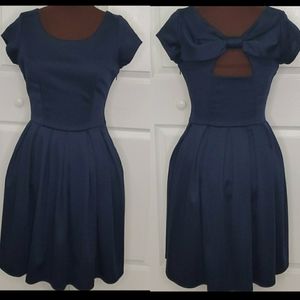 Navy pleated dress